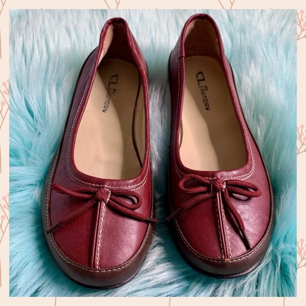CL By Laundry LEATHER Burgundy Two-Tone 90s Flats Women’s 6.5